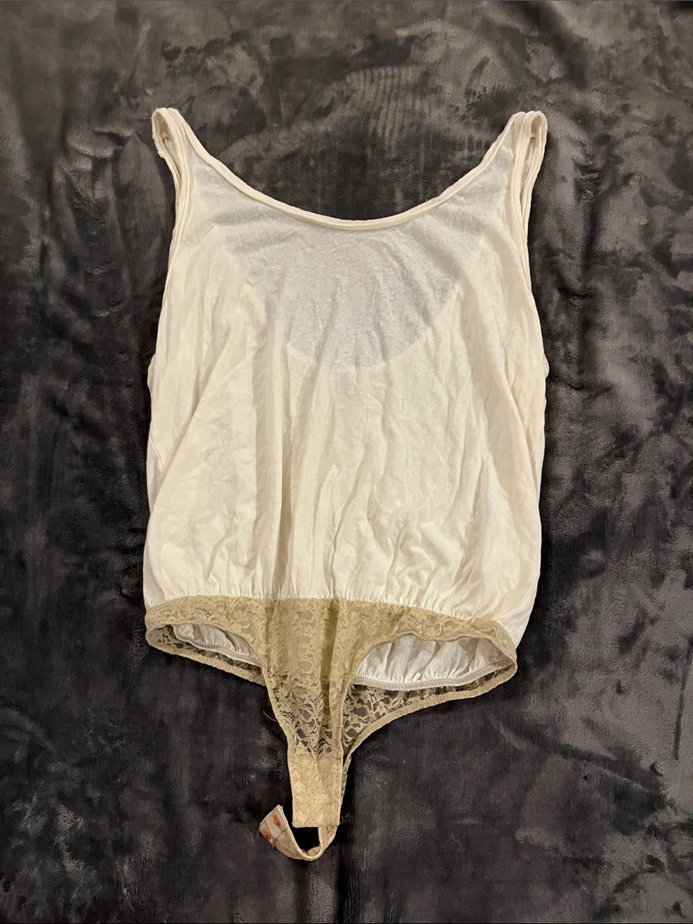 Free People Ivory Lace-Trim Bodysuit